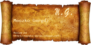 Meszko Gergő névjegykártya